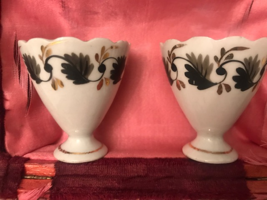 OSMANLI PORSELEN 2 ADET KUTUSUNDA KAHVE  ZARF