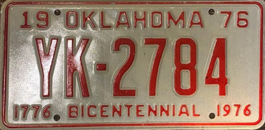 USA AMERİKAN 19 OKLAHOMA  YK-2784 1976 METAL PLAKA