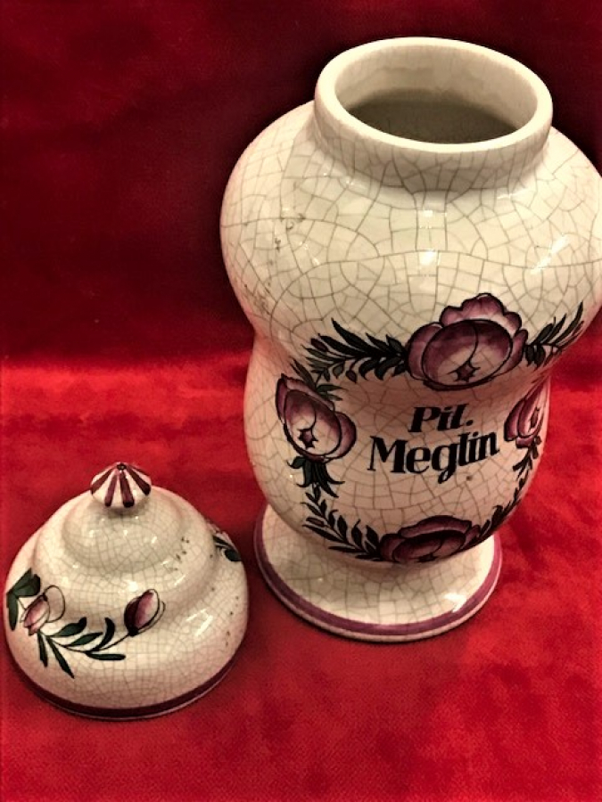 1900 OSMANLI HERR FAYENCE PİL MEGLİN PORSELEN KAPAKLI İLAC KUTU KAPAKLI