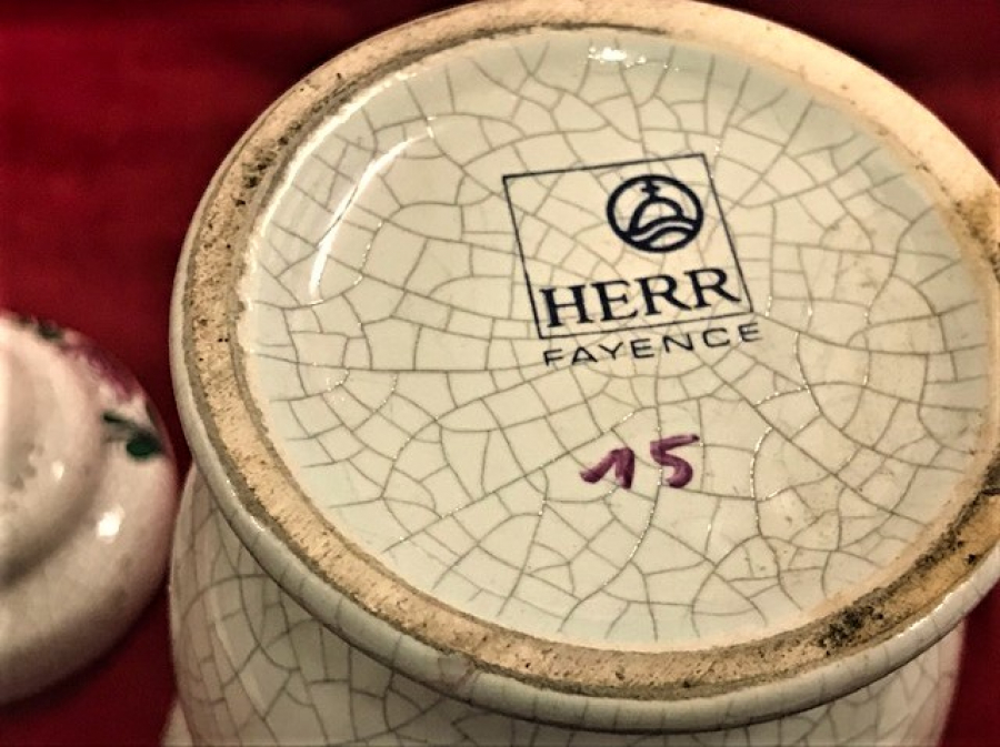 1900 OSMANLI HERR FAYENCE PİL MEGLİN PORSELEN KAPAKLI İLAC KUTU KAPAKLI