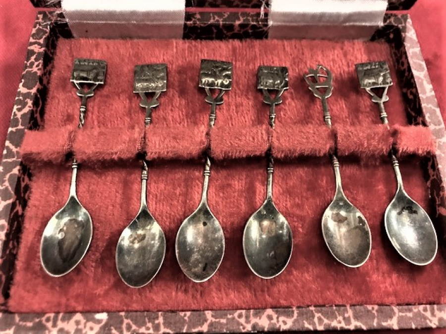 OSMANLI KUTUSUNDA CAY KAŞIGI  6 ADET FARKLI MOTİFLERDE