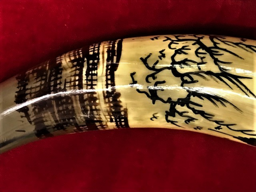 ÜZERİ EL BOYAMA KALEM İŞLEMELİ BÜYÜK BOYDA  BOYNUZ KADEH 30 CM BOYUNDA 