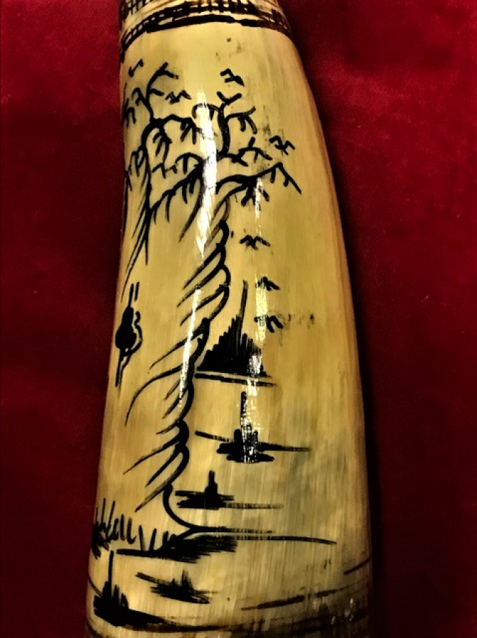 ÜZERİ EL BOYAMA KALEM İŞLEMELİ BÜYÜK BOYDA  BOYNUZ KADEH 30 CM BOYUNDA 