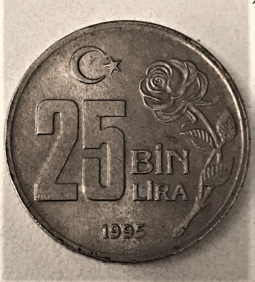 1995 DUNYA HOŞGÖRÜ YILI 25 BİN LİRA1995  HATIRA PARASI