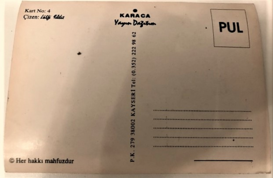 LATİF YILDIZ  CİZİM TASARIM MHP PROPAGANDA KARTPOSTAL 17X12 SİYAH BEZAY CİZİM KART  