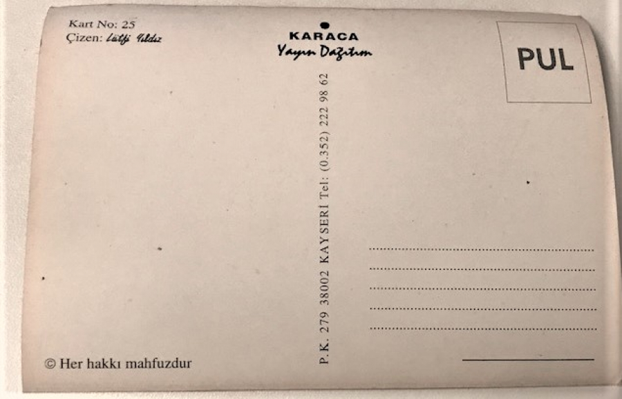 LATİF YILDIZ  CİZİM TASARIM MHP PROPAGANDA KARTPOSTAL 17X12 SİYAH BEZAY CİZİM KART