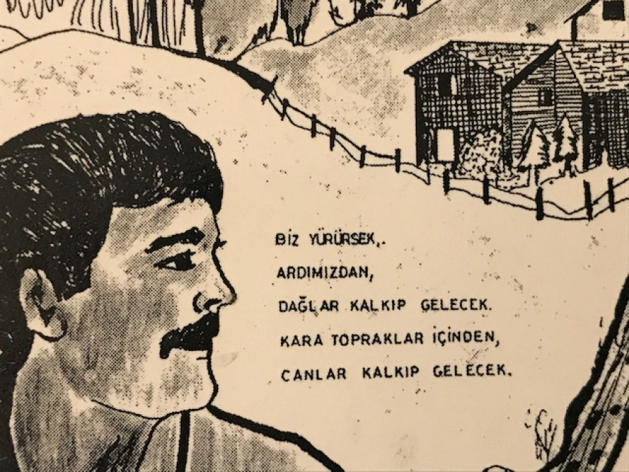 LATİF YILDIZ IN  CİZİMİ TASARIMLARIYLA YAPILIP BASILAN  MHP PROPAGANDA KARTPOSTAL 17 X 12 CM ÖLCÜLERDE 