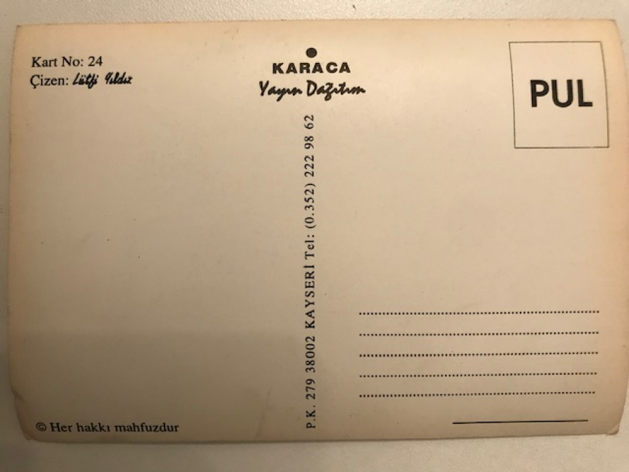 LATİF YILDIZ IN  CİZİMİ TASARIMLARIYLA YAPILIP BASILAN  MHP PROPAGANDA KARTPOSTAL 17 X 12 CM ÖLCÜLERDE 