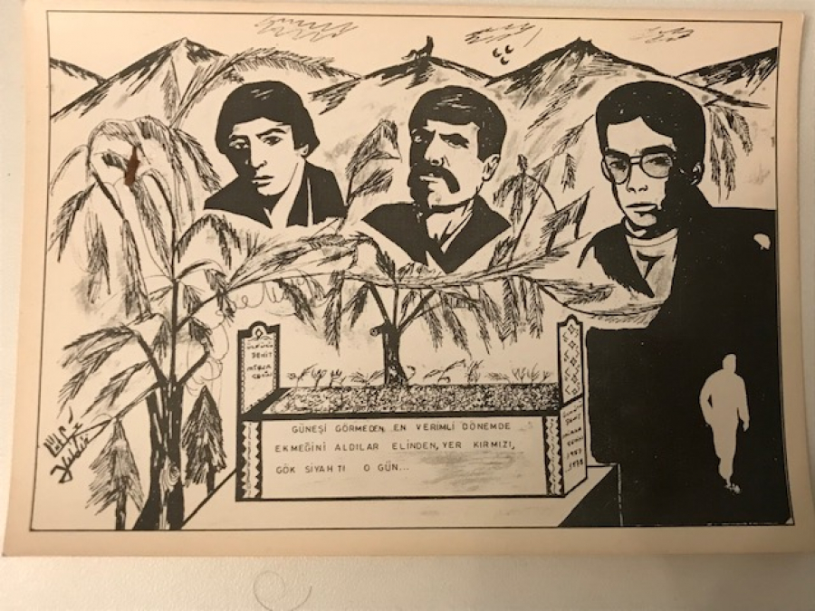 LATİF YILDIZ IN  CİZİMİ TASARIMLARIYLA YAPILIP BASILAN  MHP PROPAGANDA KARTPOSTAL 17 X 12 CM 