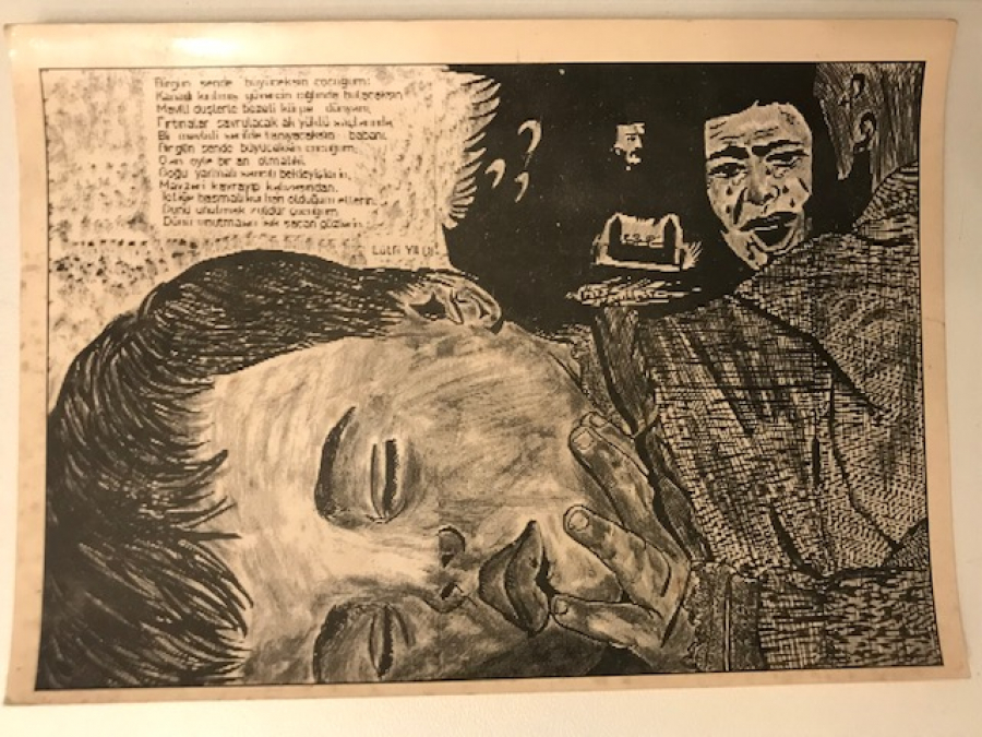 LATİF YILDIZ IN  CİZİMİ TASARIMLARIYLA YAPILIP BASILAN  MHP PROPAGANDA KARTPOSTAL 17 X 12 CM 