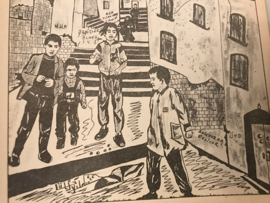 LATİF YILDIZ IN  CİZİMİ TASARIMLARIYLA YAPILIP BASILAN  MHP PROPAGANDA KARTPOSTAL 