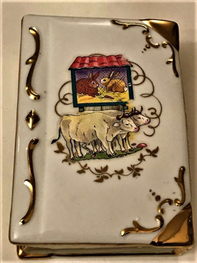 LİMOGES KAPAKLI PORSELEN MUCEVHER KUTUSU FIRANSIZ 1960 LI YILLAR KİTAP FORMUNDA