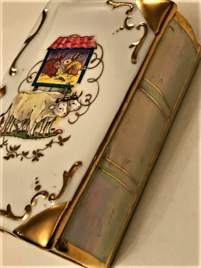 LİMOGES KAPAKLI PORSELEN MUCEVHER KUTUSU FIRANSIZ 1960 LI YILLAR KİTAP FORMUNDA