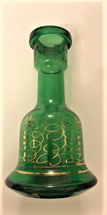 ZENNE BOY YESİL CAM NARGİLE ŞİŞESİ ÜZERİ ALTIN YALDIZ EL CEKME 