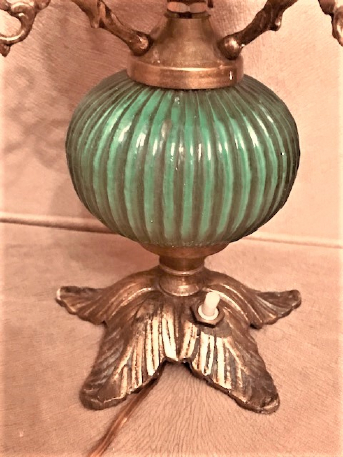 YEŞİL OPAL CAM PİRİNC GÖVDE BAŞ UCU ELEKTİRİKLİ ABAJUR