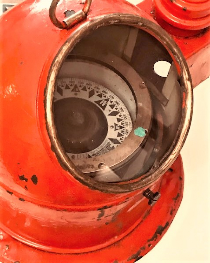 ANTİKA PİRİNÇ CASSENS & PLATH AHŞAP TEKNE GEMİ TAŞINABİLİR  KANDİL AYDINLATMALI YAŞAM PUSULA 1940