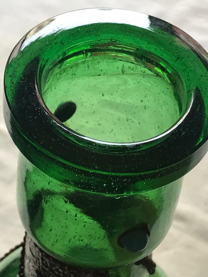 NARGİLE YEŞİL CAM ŞİŞE DIŞI BAFON FOLYA ROLYEF İŞCİLİKLİ VE BONCUK İŞLEMELİ