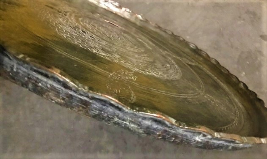 OSMANLI YIGMA EL DÖGME BAKIR İÇERSİ KOMPLE KALEM EL İŞCİLİKLİ TEPSİ 