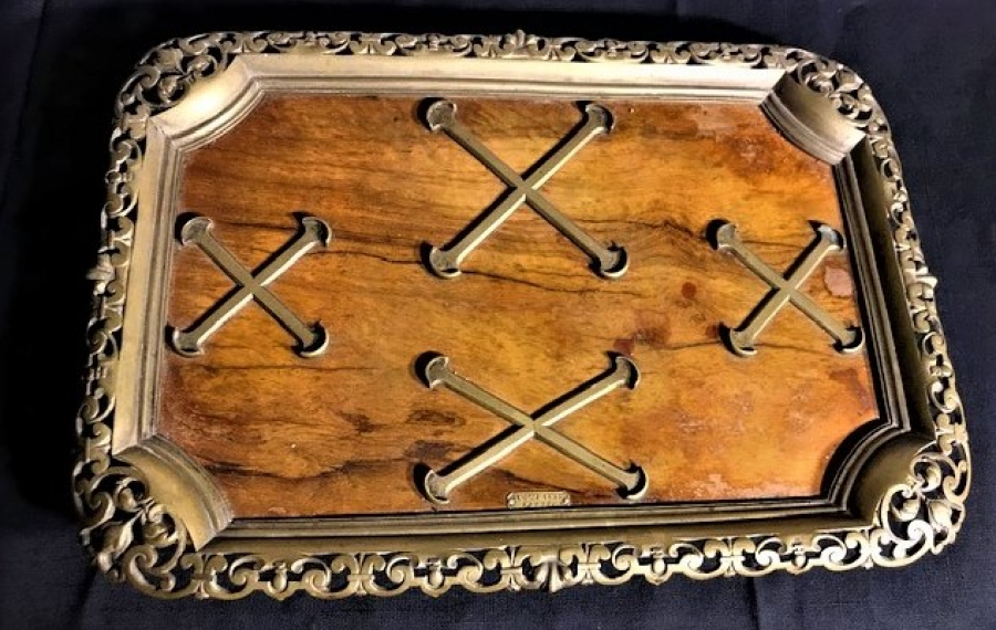 AUG KLEIN PARİS MASA ÜZERİ BRONZ YAZI HOKKA TAKIMI 5 PARCA AHŞAP KISMI GÜL AGACI