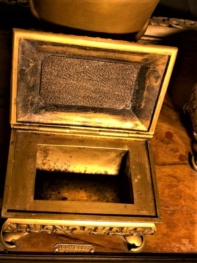 AUG KLEIN PARİS MASA ÜZERİ BRONZ YAZI HOKKA TAKIMI 5 PARCA AHŞAP KISMI GÜL AGACI