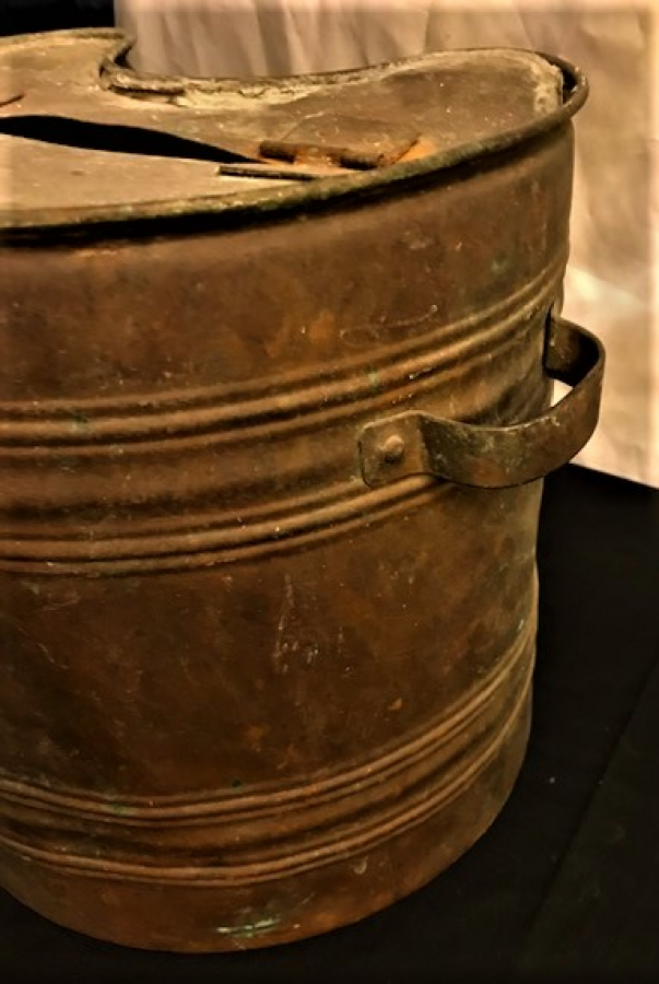 1950 BERBER KAZANI SOBA ÜZERİNDE SU ISITMA KAZANI BAKIR KAPAKLI KAZAN USTA İŞİ EL YAPIMIDIR