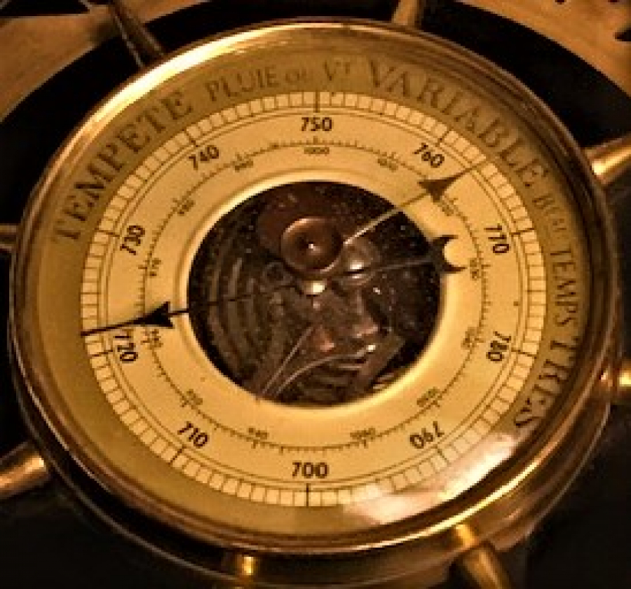 TEMPETE PLUIE OU VI VARIABLE TEMPS  TRES BAROMETRE TERMOMETRE METAL HAFIZASI AYARLANABİLİR 