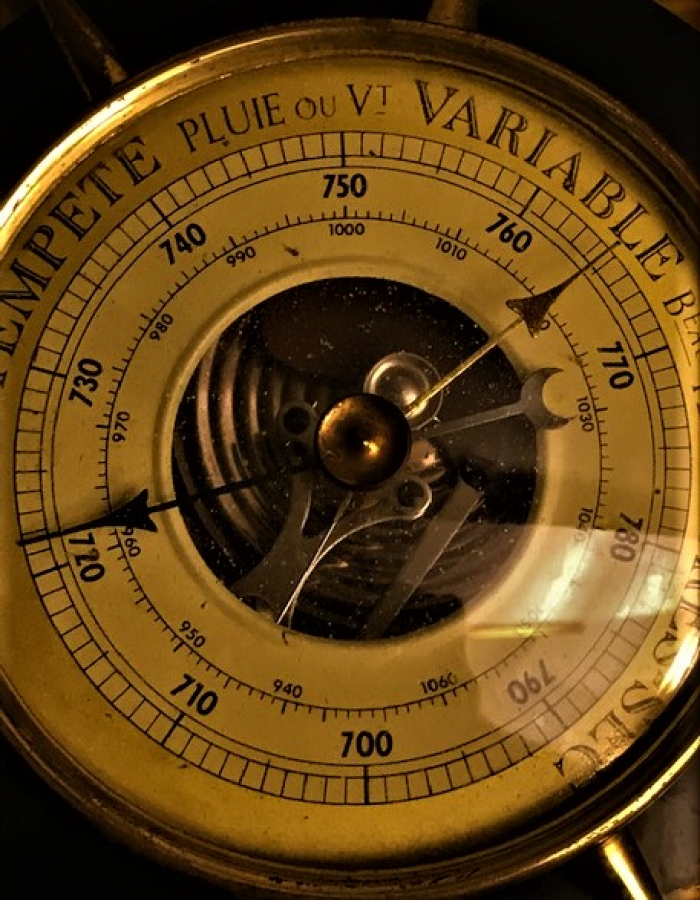 TEMPETE PLUIE OU VI VARIABLE TEMPS  TRES BAROMETRE TERMOMETRE METAL HAFIZASI AYARLANABİLİR 