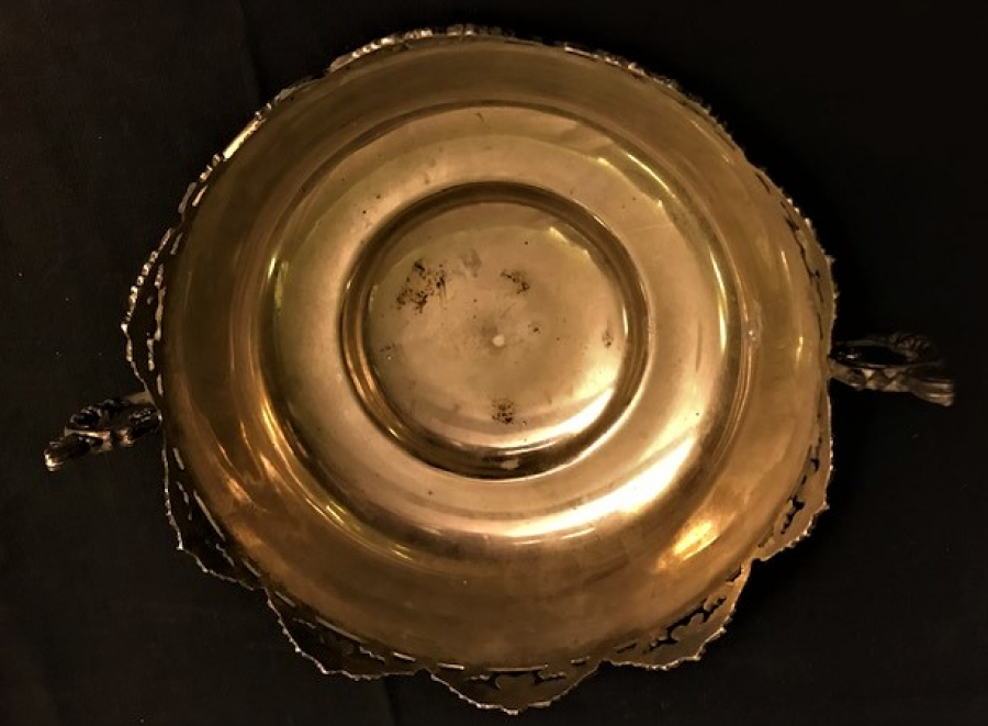 ALMAN GÜMÜŞÜ FLORAL MOTİFLİ MASA ÜZERİ  METAL ŞEKERLİK VEYA MEYVALIK OLARAK KULLANILAN