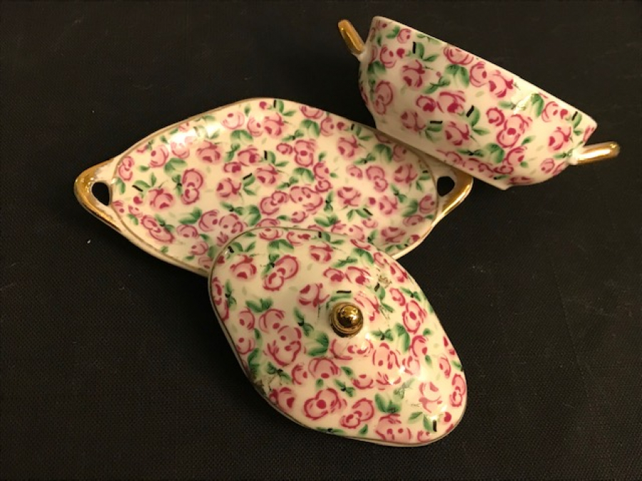 MİNYATÜR UFAK BOTDA PORSELEN VİTRİN SÜSÜ EL YAPIMI 3 PARCA 