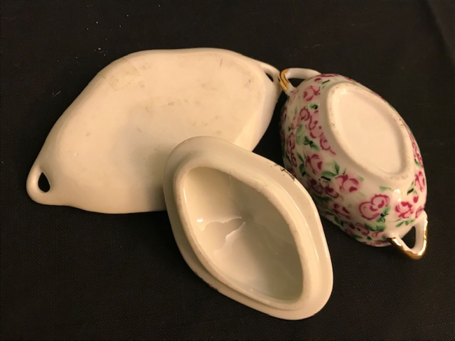 MİNYATÜR UFAK BOTDA PORSELEN VİTRİN SÜSÜ EL YAPIMI 3 PARCA 