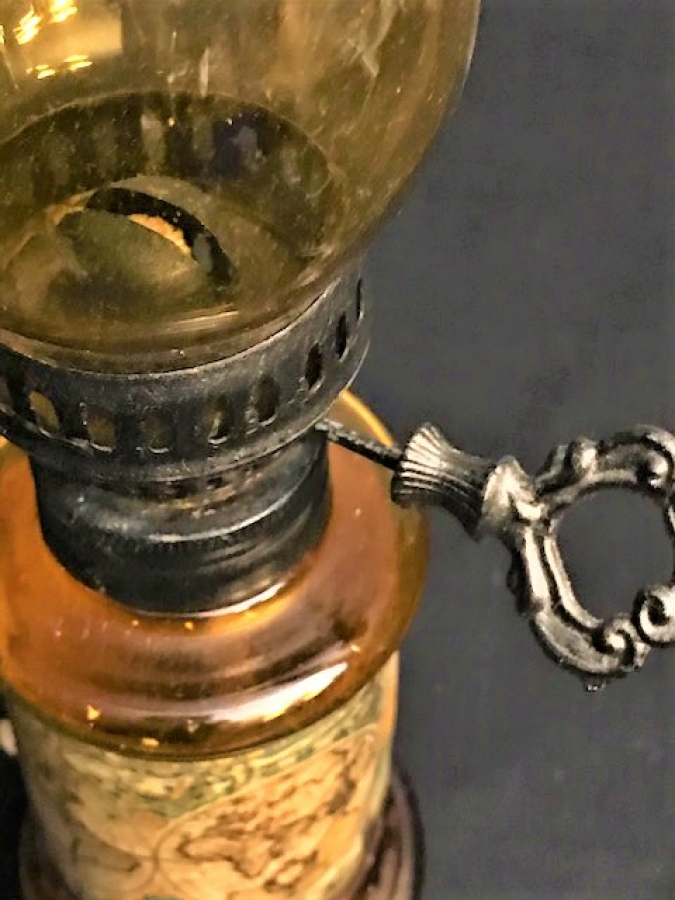 ALMAN CAM FİTİLLİ GAZ YAGI LAMBASI 26 CM BOYUNDA 6.5 CM CAP 