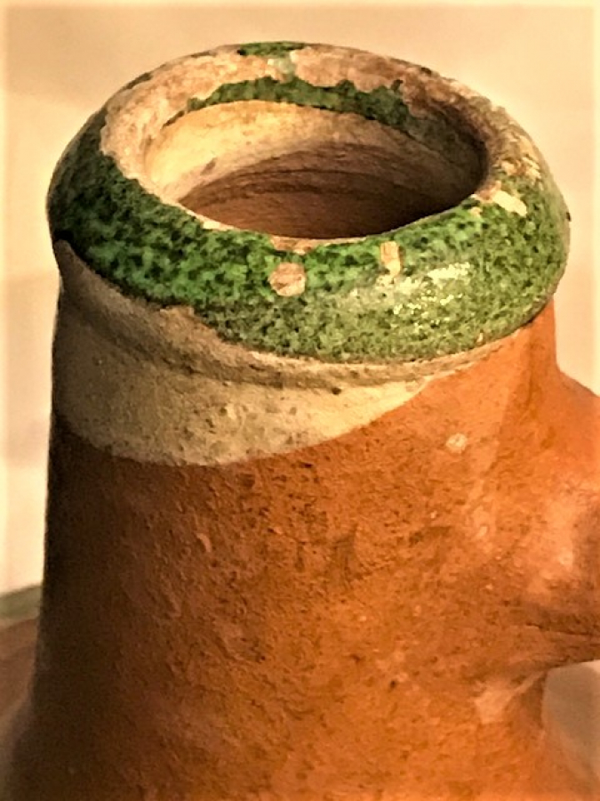 TOPRAK SIRLANMIŞ ÜZERİ BOYALI KULPLU TESDİ