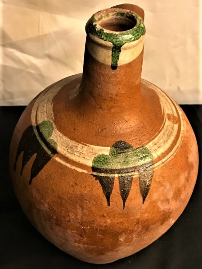 TOPRAK SIRLANMIŞ ÜZERİ BOYALI KULPLU TESDİ