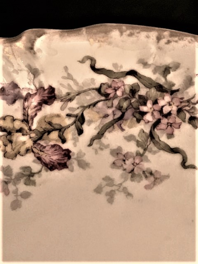 LİMOGES FRANCE PORSELEN AYAKLI MEYVALIK EL İŞCİLİKLİ