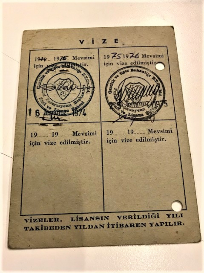 FUTBOLCU LİSANSI 1973  FUTBOL FEDERASYON BAŞKANLIGI ERGÜN AKCETİN