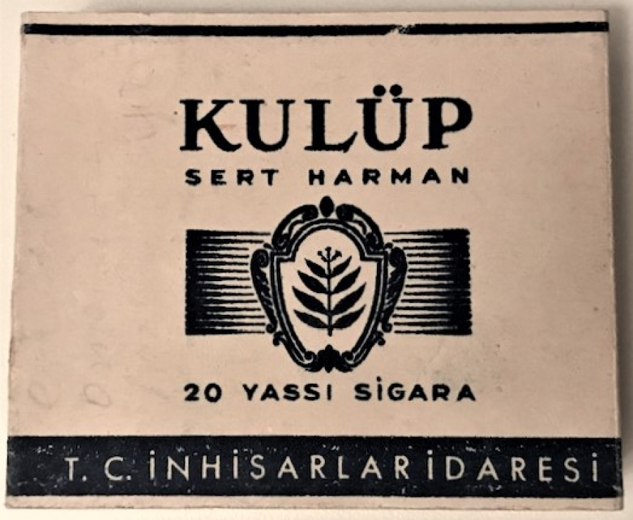 T.C İNHİSARLAR İDARESİ KÜLÜP SERT HARMAN 20 YASSI SIGARA 50 KURUŞ KARTON SIGARA KUTUSU