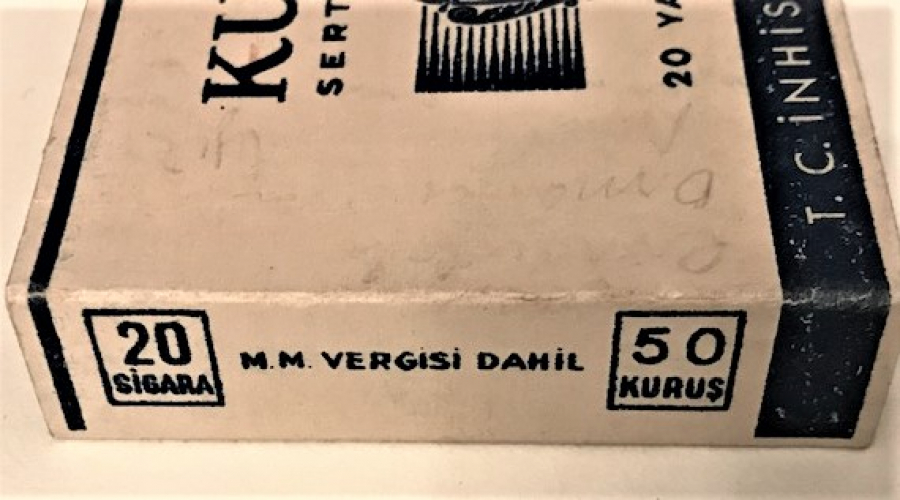 T.C İNHİSARLAR İDARESİ KÜLÜP SERT HARMAN 20 YASSI SIGARA 50 KURUŞ KARTON SIGARA KUTUSU