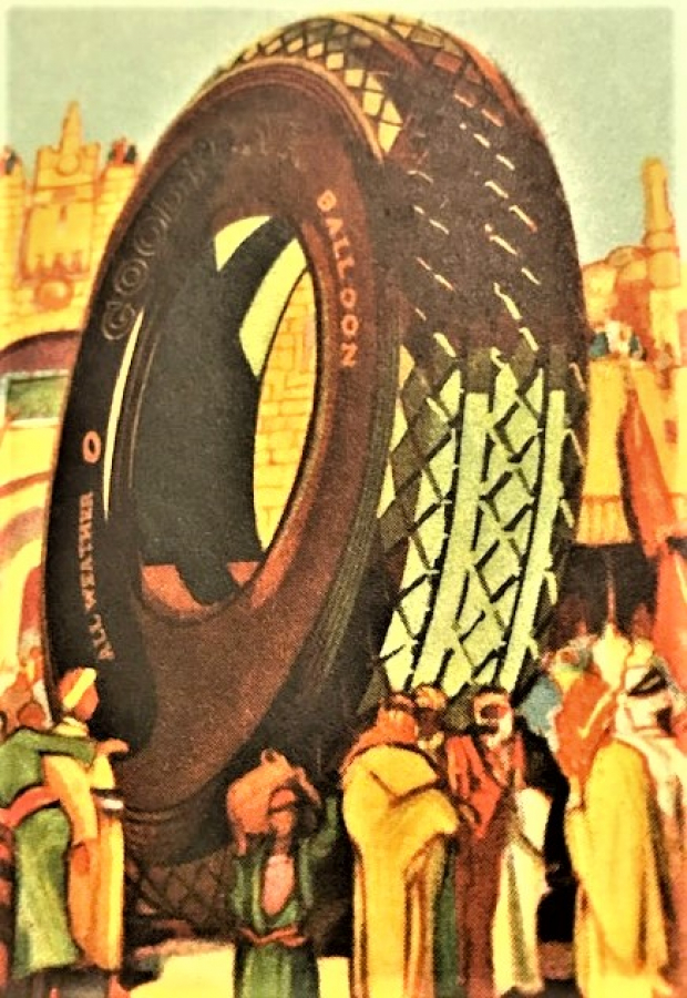 RENKLİ TAŞ BASKI GOODYEAR ALL WEATHER BALLOON LASTİK REKLAMLI KARTPOSTAL