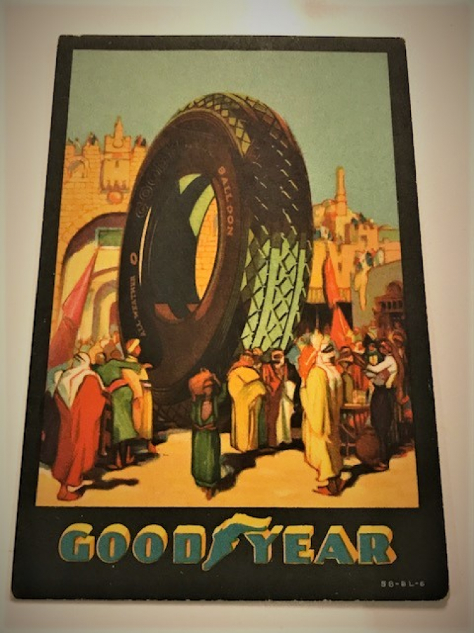 RENKLİ TAŞ BASKI GOODYEAR ALL WEATHER BALLOON LASTİK REKLAMLI KARTPOSTAL