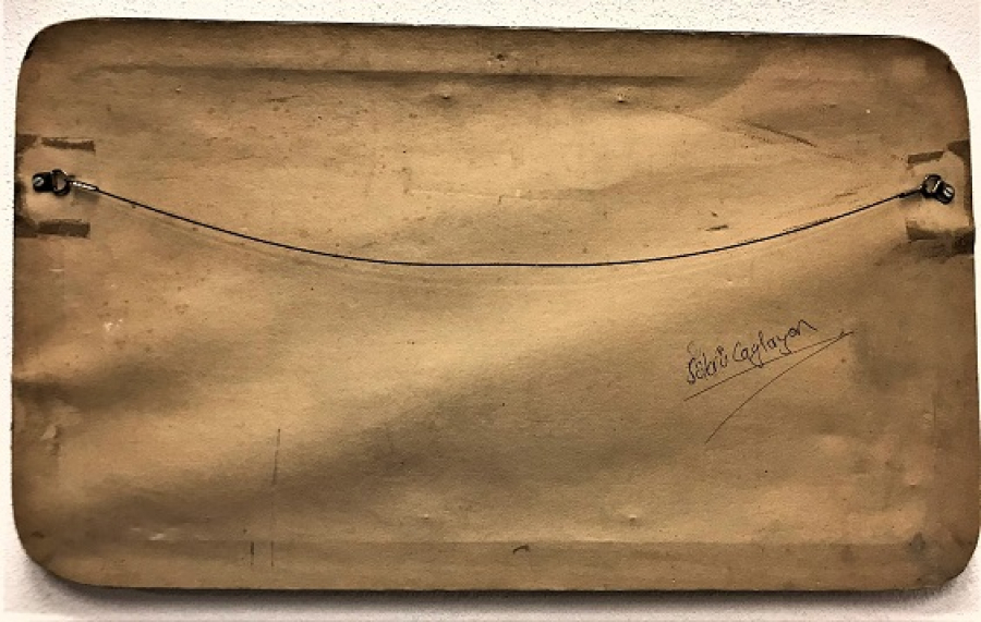 ŞÜKRÜ CAGLAYAN İMZALI RESİM EYÜPDE OSMANLI MEZARLARINDAN HALİÇ  SULUBOYA TABLO