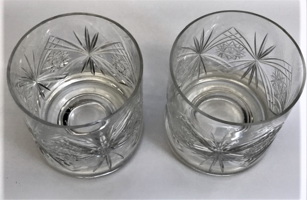 1970 KRISTAL EL KESME CAM VİSKİ İÇİM BARDAGI CİFT 2 ADET 