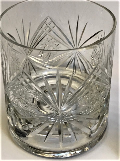 1970 KRISTAL EL KESME CAM VİSKİ İÇİM BARDAGI CİFT 2 ADET 