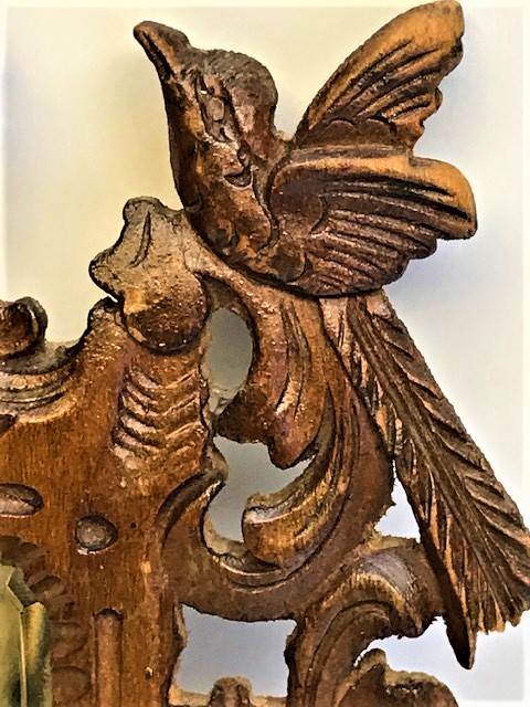 OSMANLI AHŞAP MASİF  EL OYMA YAPIM AYNALI  CİFT RAFLI DUVAR SÜSÜ