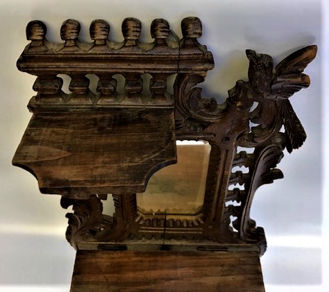 OSMANLI AHŞAP MASİF  EL OYMA YAPIM AYNALI  CİFT RAFLI DUVAR SÜSÜ