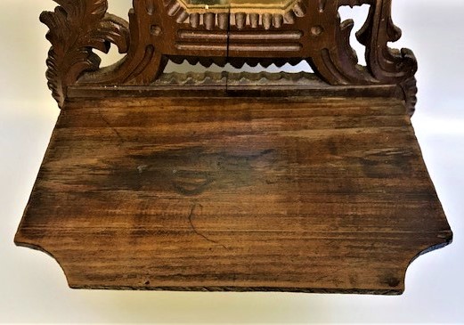 OSMANLI AHŞAP MASİF  EL OYMA YAPIM AYNALI  CİFT RAFLI DUVAR SÜSÜ