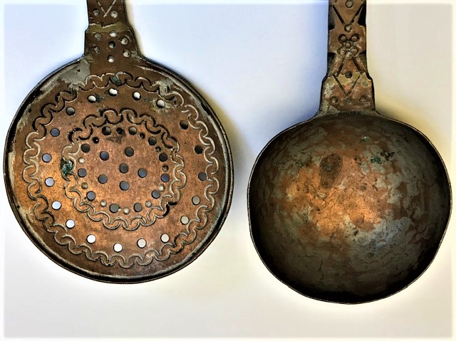 OSMANLI TEKKE İŞİ DÖGME BAKIR BÜYÜK BOY KEPCE KEVGİR İKİLİ TAKIM