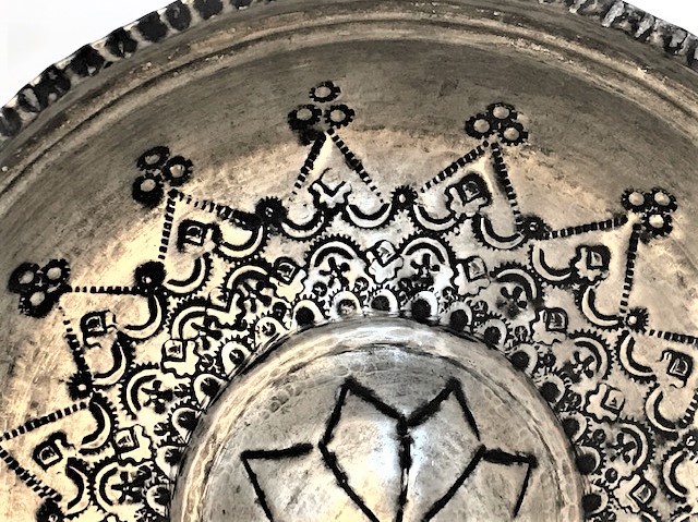 OSMANLI TUGRA DAMGALI EL KALEM İŞCİLİKLİ BAKIR BÜYÜK BOY ZİLLİ HAMAM TASI