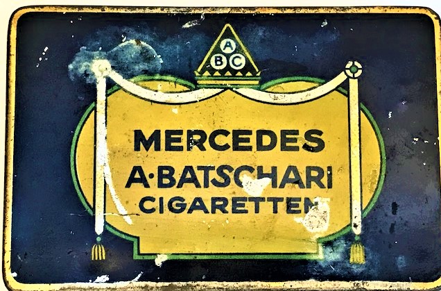 1920 MERCEDES A. BATSCHARI CIGARETTEN TENEKE SIGARA KUTU
