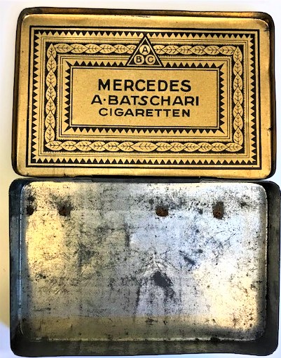 1920 MERCEDES A. BATSCHARI CIGARETTEN TENEKE SIGARA KUTU