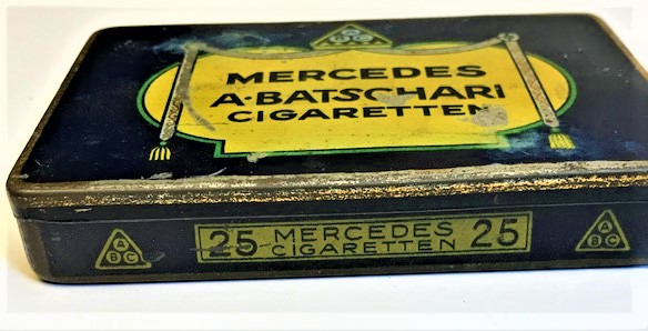 1920 MERCEDES A. BATSCHARI CIGARETTEN TENEKE SIGARA KUTU